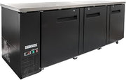 MBB-3D-90-X 90 3/8" Bar Refrigerator - 3 Swinging Solid Doors, Black, 115v