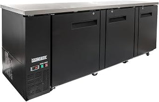 MBB-3D-90-X 90 3/8" Bar Refrigerator - 3 Swinging Solid Doors, Black, 115v
