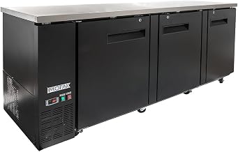 MBB-3D-90-X 90 3/8" Bar Refrigerator - 3 Swinging Solid Doors, Black, 115v