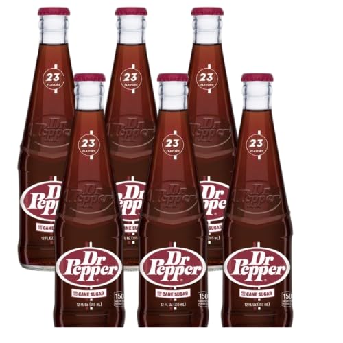 Real Sugar Soda 12 Oz Glass Bottle (Pack of by Dr Pepper – 12 Fl Oz (Pack of 6), Pack of 6