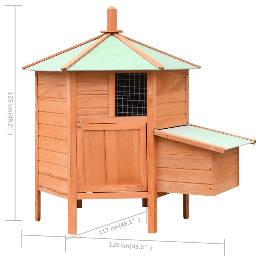 Chicken Cage Solid Pine & Fir Wood 49.6"x46.1"x49. by vidaXL – 49.6"L x 46.1"W x 49.2"H, Pine, Brown and green, Model 170645