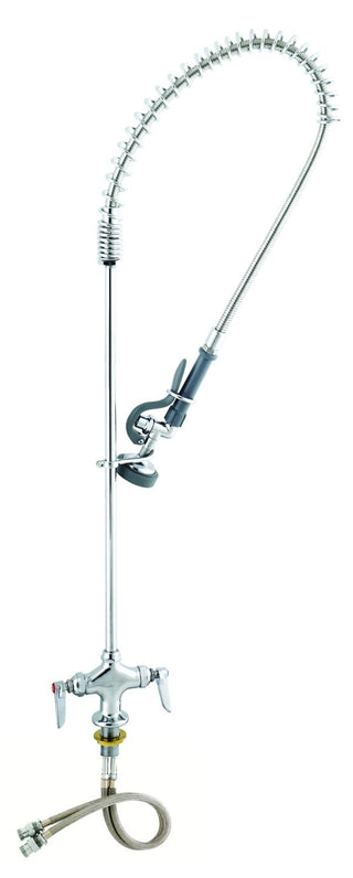 Easyinstall Pre-Rinse Spring Action Single Hole Base with 18-Inch Flex Lines by T&S Brass – not_applicable, stainless steel, Chrome, Model B-0113-M