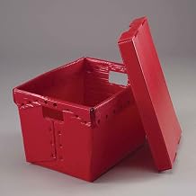 Global Industrial Postal Mail Tote With Lid, Corrugated Plastic, Red, 18-1/2x13-1/4x12, Lot of 10