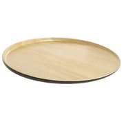 Black Melamine Platter with Light Wood Interior - 13" Dia by HUBERT – Large, Melamine, Black, Model H0287-BLACK