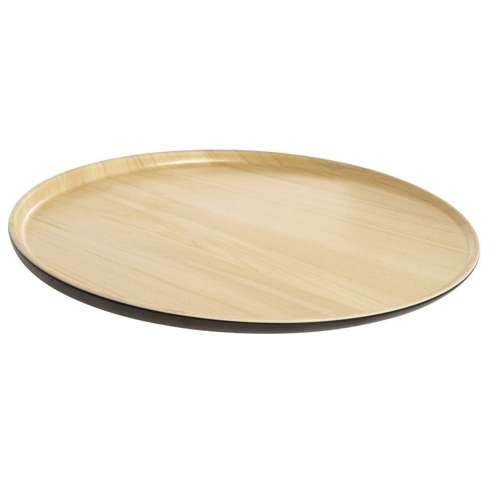 Black Melamine Platter with Light Wood Interior - 13" Dia by HUBERT – Large, Melamine, Black, Model H0287-BLACK