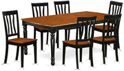 Furnifact Wood Dining Room 7 Piece Set with Extendable Leaf Table and Chairs, Kitchen Table Set, Black & Cherry