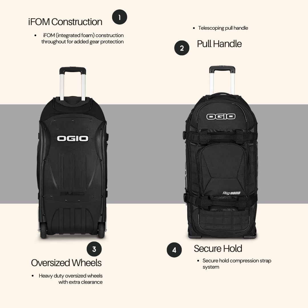 RIG 9800 Wheeled Suitcase (Stealth) by OGIO – One Size, 123 liters, Polyester, Stealth, Model 121001_03_N0