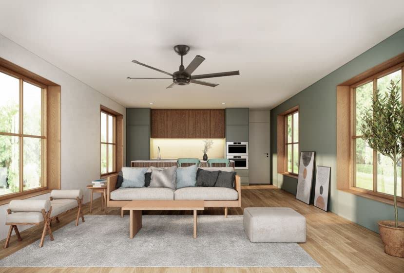 es6 60" Smart Ceiling Fan by Big Ass Fans – 60", Aluminum, Black, Model MK-ES62-052306A786I20S80