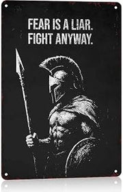 Vintage Aluminum Spartan Wall Metal Sign, 12X8In