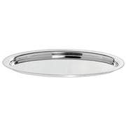Serving Tray with Beaded Edge Stainless Steel Oval - 20" L x 14" W x 3/4" H by HUBERT – 20" x 14" x 0.8", Stainless Steel, Silver, Model TR06903188