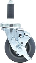 BK Resources 4" Gray Rubber 1" Expanding Stem Swivel Caster for Work Tables with Top Lock Brake, NSF, 250lb Capacity Per Wheel