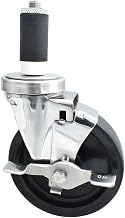 BK Resources 5" Polyolefin 1-1/4" Expanding Stainless Steel Stem Swivel Caster for Work Tables with Top Lock Brake, NSF, 300lb Capacity Per Wheel