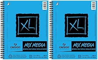 Canson XL Series Mix Media Paper Pad, Heavyweight, Fine Texture, Heavy Sizing for Wet and Dry Media, Side Wire Bound, 98 Pound, 7 x 10 Inch, 60 Sheets - 100510926 (7" x 10" 2 Pack)