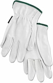 MCR Safety 3601M Premium Grain Goatskin Driver Gloves with Straight Thumb, White, Medium