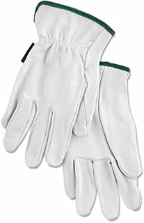 MCR Safety 3601M Premium Grain Goatskin Driver Gloves with Straight Thumb, White, Medium