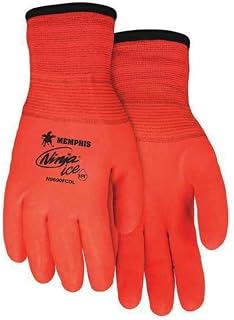 MCR Safety Ninja Ice N9690FCOXL Hi-Visibility Work Gloves, 15 Gauge Hi-Vis Orange Nylon Shell, 7 Gauge Insulated Terry Liner, HPT Full Coat, X-Large