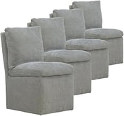 Starlight Canyon Home Solid Wood Upholstered Dining Chair with Castors, Eclectic Accent Upholstered Kitchen Chairs for Dining Room, Gray