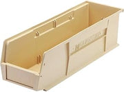 Quantum Storage QUS238 Heavy-Duty Stackable Plastic Storage Bins for Workshop by QUANTUM STORAGE SYSTEMS – 18" L x 6" W x 5" H, 495.0 cubic_inches, Plastic, Ivory, Pack of 12
