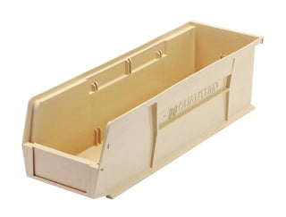 Quantum Storage QUS238 Heavy-Duty Stackable Plastic Storage Bins for Workshop by QUANTUM STORAGE SYSTEMS – 18" L x 6" W x 5" H, 495.0 cubic_inches, Plastic, Ivory, Pack of 12