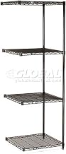 Nexel Black Epoxy, 4 Tier, Wire Shelving Add-On Unit, 30"W x 24"D x 86"H