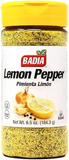 Badia Lemon Pepper Seasoning, 6.5 oz - Pepper, Garlic & Onion, Zesty Citrus Blend for Chicken, Seafood & Vegetables