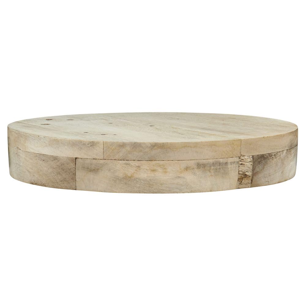 Round Mango Wood Display Riser - 12" Dia x 2" H by HUBERT – Wood, Natural