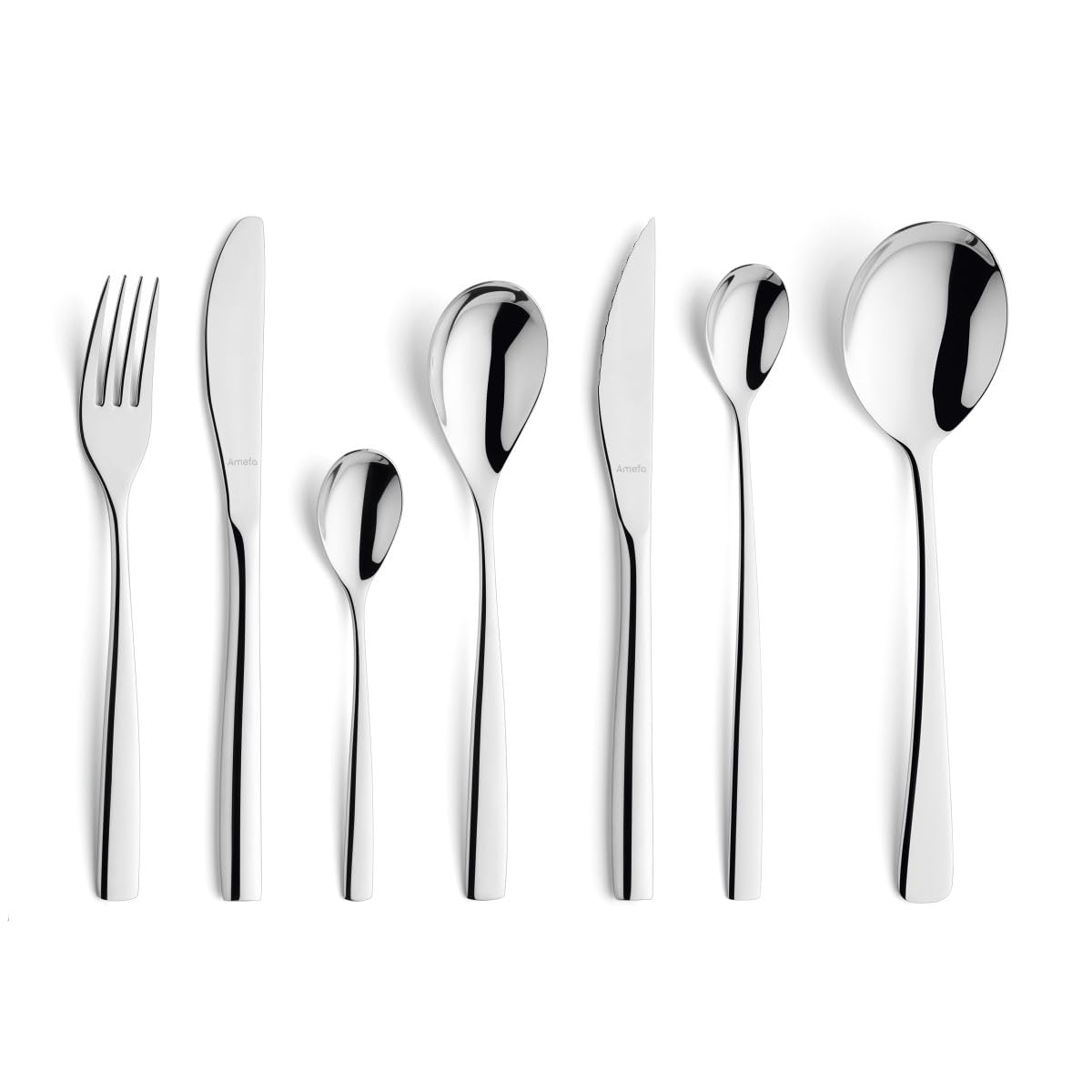 Gaia - Cutlery set - 42 pieces- 6 persons by Amefa – Chrome Steel, silver trim, Pack of 42, Model 1085