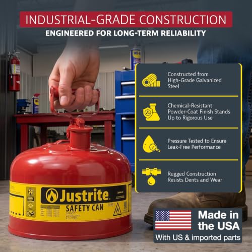 Justrite Red / 2.5 Gallon / Type I Gas Cans