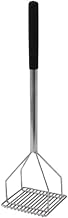Winco 5 1/4" x 24" Black Plastic Potato Masher, Square with Handle | Nickel-plated, Chrome-plated handle, Textured grip, Restaurant service, Mash potatoes, root vegetables and other cooked foods