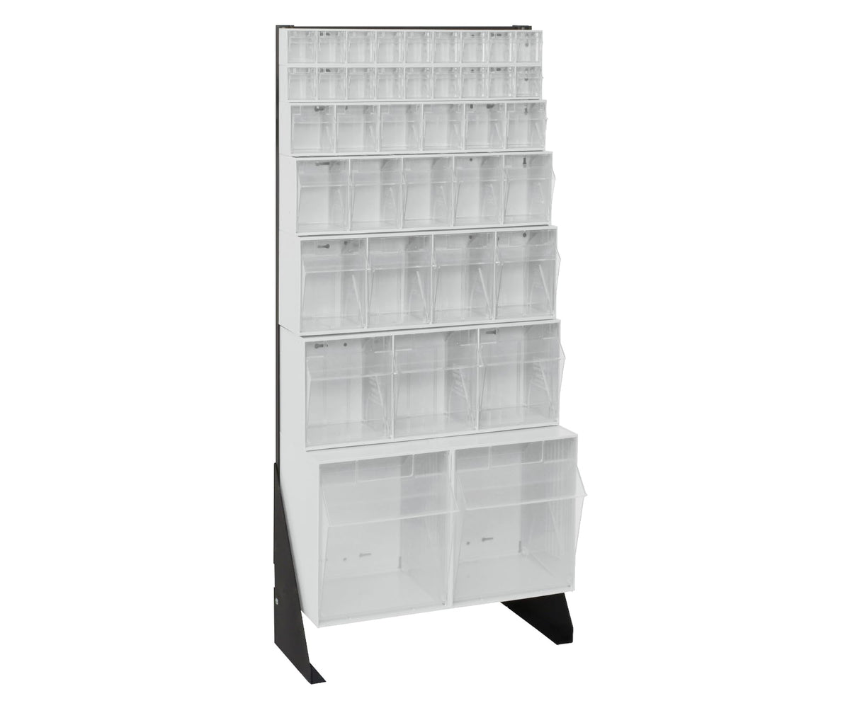 QUANTUM STORAGE SYSTEMS 52" H x 24" W x 10" D / 38 Drawers Tip Out Bin Stand White / White Standing Shelf Units