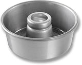 Chicago Metallic Angel Food/Tube Cake Pan, 60 oz. | 60 oz., 7-1/2" dia. x 3-1/16" deep, nesting ring in tube, solid bottom, 15 gauge aluminum, plain