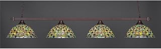 Toltec Square 75in 4-Light Island Bronze Crescent Tiffany