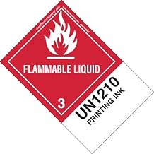 Labelmaster HSN3400ET Flammable Liquid Label, UN1210 Printing Ink, Paper, Extended Tab, Hazmat, 5.9" x 4" (Pack of 500)