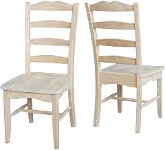 Furnifact Solid Hardwood Dining Chair Set of Two, Unfinished Wood Chairs for Dining Room and Kitchen Chairs for Dining Table