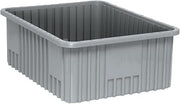 QUANTUM STORAGE SYSTEMS DG93080 Dividable Grid Storage Container, Heavy-Duty Stackable Plastic Parts Bin for Warehouse, Assembly & Industrial Organization, 22-1/2" x 17-1/2" x 8", Gray, 3-Pack