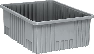 QUANTUM STORAGE SYSTEMS DG93080 Dividable Grid Storage Container, Heavy-Duty Stackable Plastic Parts Bin for Warehouse, Assembly & Industrial Organization, 22-1/2" x 17-1/2" x 8", Gray, 3-Pack