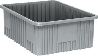 QUANTUM STORAGE SYSTEMS DG93080 Dividable Grid Storage Container, Heavy-Duty Stackable Plastic Parts Bin for Warehouse, Assembly & Industrial Organization, 22-1/2" x 17-1/2" x 8", Gray, 3-Pack