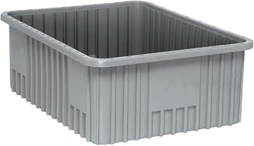 QUANTUM STORAGE SYSTEMS DG93080 Dividable Grid Storage Container, Heavy-Duty Stackable Plastic Parts Bin for Warehouse, Assembly & Industrial Organization, 22-1/2" x 17-1/2" x 8", Gray, 3-Pack