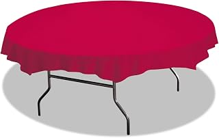Hoffmaster 112011 Plastic Octy-Round Tablecover, 82" Diameter, Red (Case of 12)