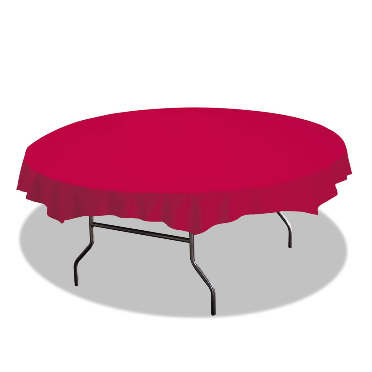 Round Apple Red Plastic Table cover by Hoffmaster – 82" (Round), Plastic, Pack of 12, Model 112011