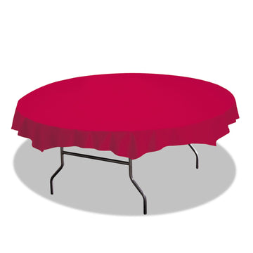 Round Apple Red Plastic Table cover by Hoffmaster – 82" (Round), Plastic, Pack of 12, Model 112011