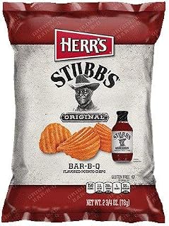 HERR'S Stubb's Original Bar-B-Q Flavored Potato Chips 2.75 oz Bags - Pack of 24