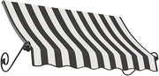 AWNTECH 7.375 Ft Charleston Scrolled Arm Style Door/Window Awning Fixed Outdoor Canopy 88.5 Inch W x 18 Inch H x 12 Inch Proj, Black and White Stripe