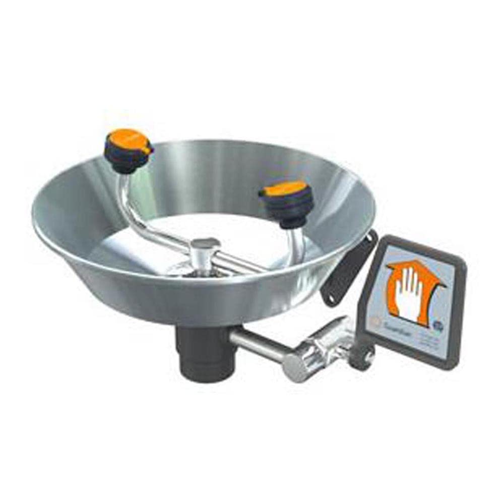 Wall Mount Eye Wash by Guardian Equipment – Wall Mount - Cr-Pltd Brs - Bowl Matl: SS, Stainless Steel, Silver, Model G1814