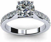 2ct Round Cut Moissanite Channel Set Solitaire Engagement Ring for Women White Gold Plated
