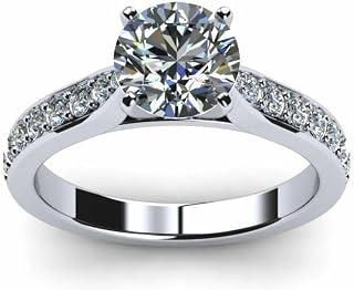 2ct Round Cut Moissanite Channel Set Solitaire Engagement Ring for Women White Gold Plated
