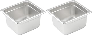 Winco SPJM-604 Anti-Jamming Steam Pan, 1/6 by 4-Inch, 24-Gauge,Stainless Steel,Medium (Pack of 2)