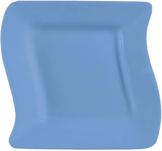 CAC China Soho Pattern 8 1/2 Inch Light Blue Square Plates 24 Ct