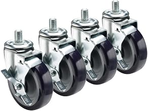 Krowne 28-147S Krowne Heavy Duty 3/4"-10 Threaded Stem Caster, Swivel with Brake, 5" Diameter, 3/4"-10 x 1" Threaded stem, 500 lbs per Caster Load Capacity (Set of 4)‌‍‌‌‌‌‍‌‌‌‌‍‌‌‌‍