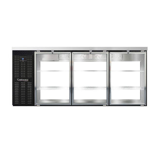 BBC79S-GD-PT Three Section Glass Door Refrigerated Pass-Thru Back Bar Cooler by Continental Refrigerator – Commercial Grade